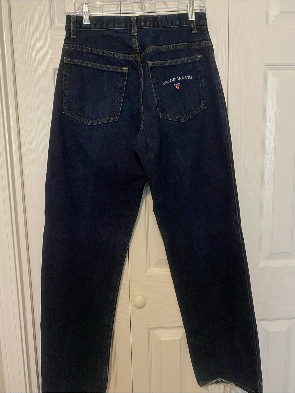 Vintage Guess Dark Blue Denim Jeans with Contrast Stitchingmade in USA100%cotton